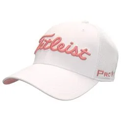CaddiesShack Titleist Tour Sport Mesh Fitted Cap - White/Island Red