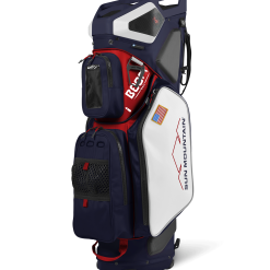 Sun Mountain 2022 Boom Bag Golf Cart Bag With Speakers -CLUBS Sales shop BOOM BAG NAVY WHITE RED