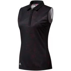 Caddiesshack Golf Store Adidas Womens Dot Print Sleeveless Golf Polo Shirt -CLUBS Sales shop Dot Print Sleeveless Golf Polo Black