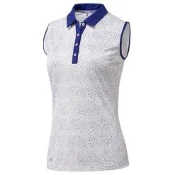 Caddiesshack Golf Store Adidas Womens Dot Print Sleeveless Golf Polo Shirt -CLUBS Sales shop Dot Print Sleeveless Golf Polo Blue
