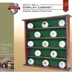 J&M Wooden Golf Ball Display Cabinet 25 Golf Balls