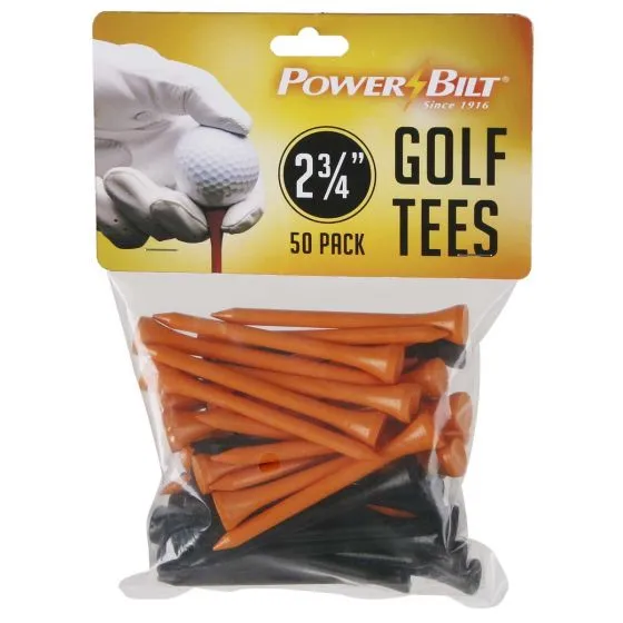 Hireko Powerbilt Golf Tees (50 Pack) - Orange/Black - 2.75" 1 Hireko Powerbilt Golf Tees (50 Pack) - Orange/Black - 2.75"