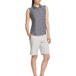 Caddiesshack Golf Store Izod Golf Ladies Sleeveless Heather Polo -CLUBS Sales shop Sleeveless Heather Polo Blue Night 2