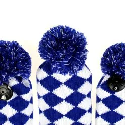 HNM Golf Volf Golf Knit Blue White Diamond Headcover Set -CLUBS Sales shop VolfGolfHeadcovers KnitBlueSet4