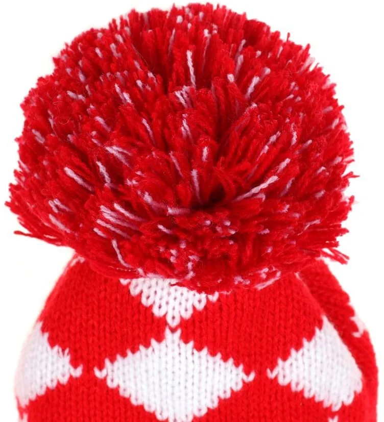HNM Golf Volf Golf Knit Red White Diamond Headcover Set 3 HNM Golf Volf Golf Knit Red White Diamond Headcover Set - Image 3