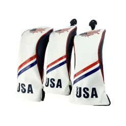 HNM Golf Volf Golf Red White Blue Leather USA Headcovers -CLUBS Sales shop VolfGolfHeadcovers USASET1